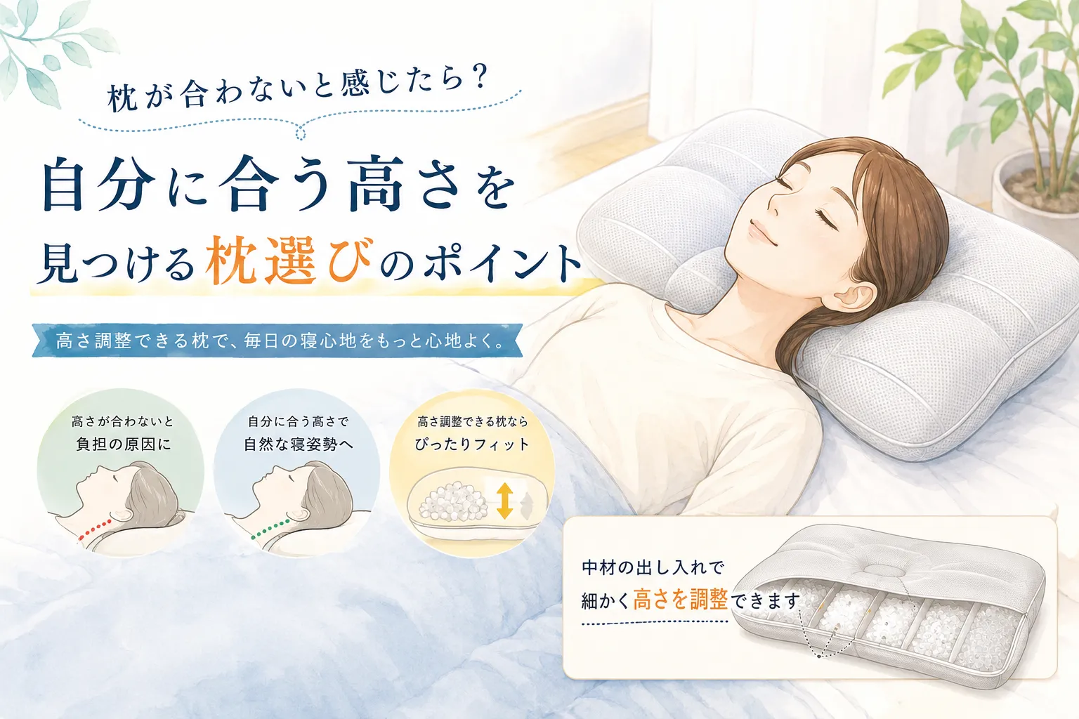 枕が合わないと感じたら?自分に合う高さを見つけるための枕選びのポイント
